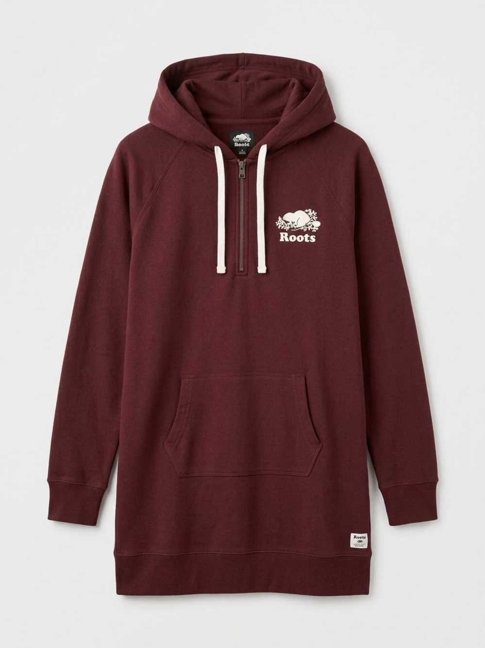 Roots Half-Zip Fleece Hoodie Dress / Longline Tunic Hoodie